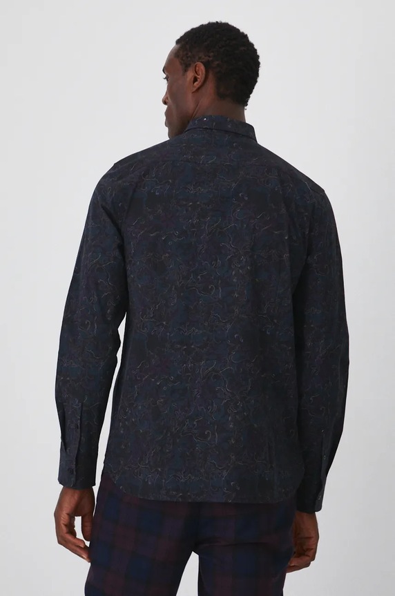 Odzież Koszula męska z kołnierzykiem klasycznym wzorzysta kolor multicolor RW24-KDMA12 multicolor
