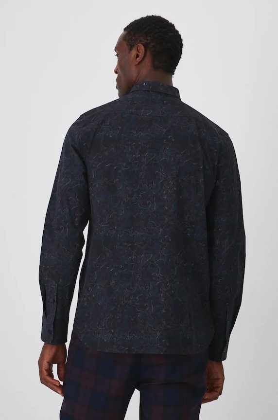 Odzież Koszula męska z kołnierzykiem klasycznym wzorzysta kolor multicolor RW24-KDMA12 multicolor