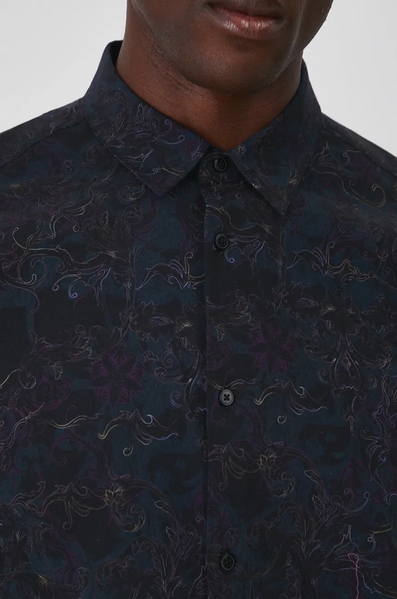 Koszula męska z kołnierzykiem klasycznym wzorzysta kolor multicolor multicolor RW24-KDMA12
