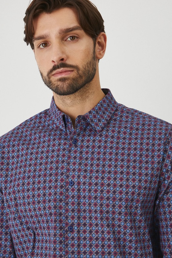Koszula męska z kołnierzykiem klasycznym wzorzysta kolor multicolor długi multicolor RW24-KDMB03