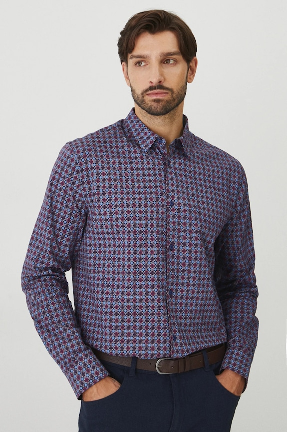 Koszula męska z kołnierzykiem klasycznym wzorzysta kolor multicolor RW24-KDMB03 multicolor RW24
