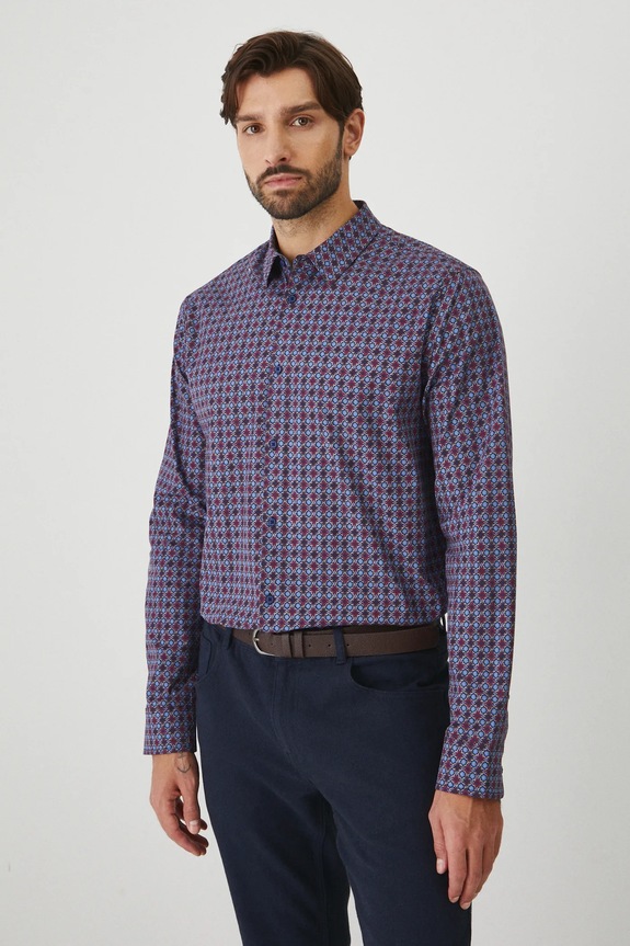 Koszula męska z kołnierzykiem klasycznym wzorzysta kolor multicolor RW24-KDMB03 multicolor
