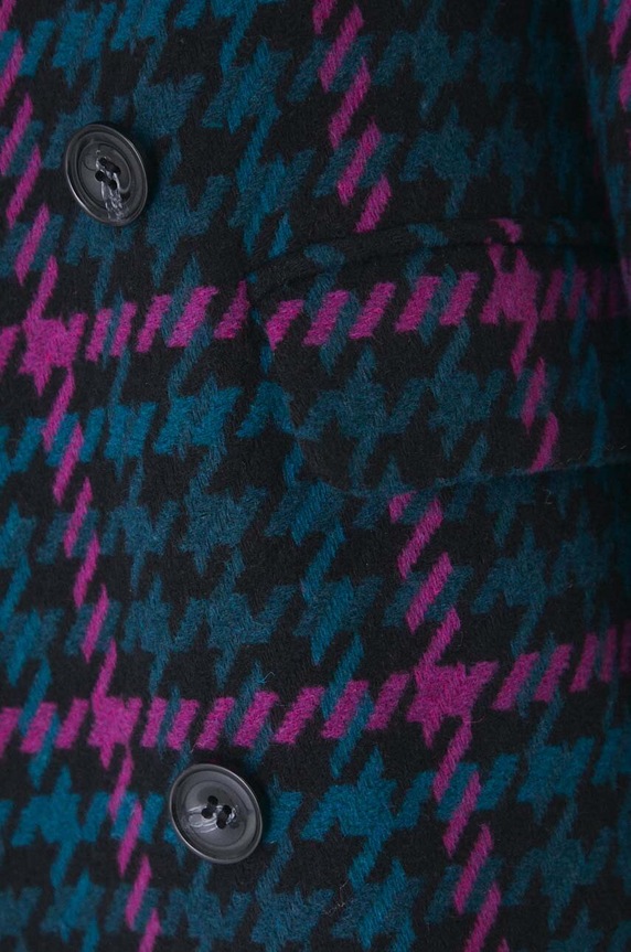 Płaszcz z domieszką wełny damski w kratę kolor multicolor RW24-KPD502