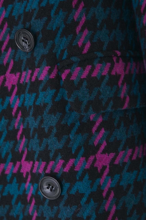 Płaszcz z domieszką wełny damski w kratę kolor multicolor RW24-KPD502