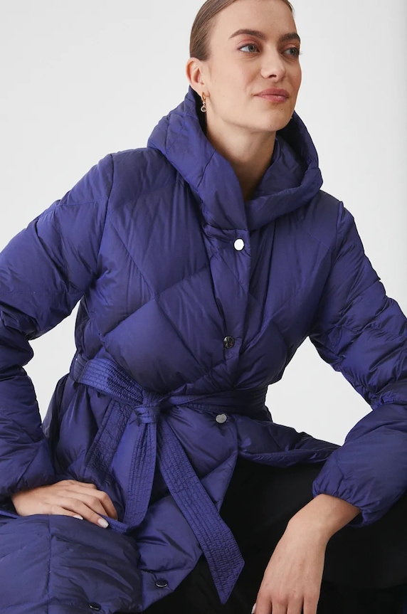 Płaszcz puchowy damski pikowany kolor fioletowy pozostałe fioletowy RW24-KPD602