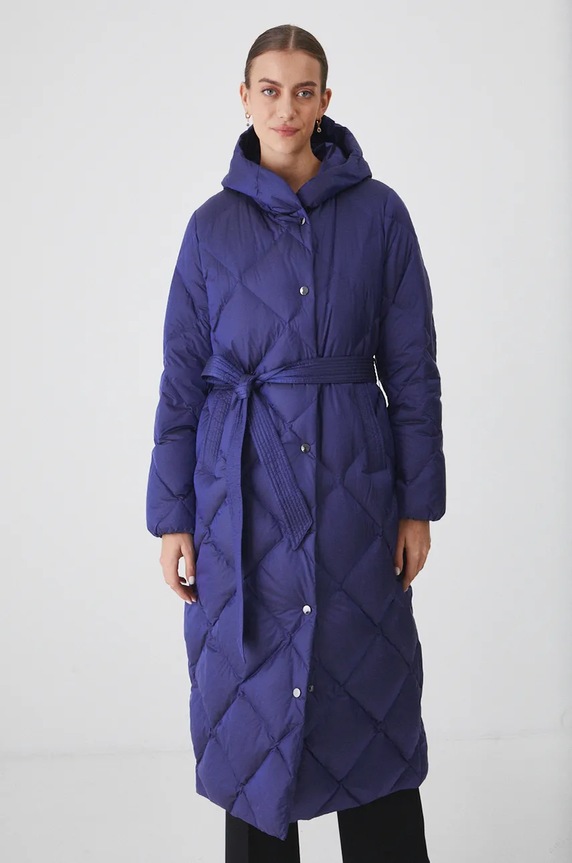 Płaszcz puchowy damski pikowany kolor fioletowy RW24-KPD602 fioletowy