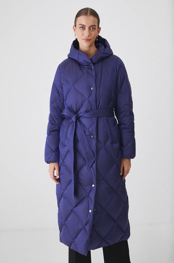 Płaszcz puchowy damski pikowany kolor fioletowy RW24-KPD602 fioletowy
