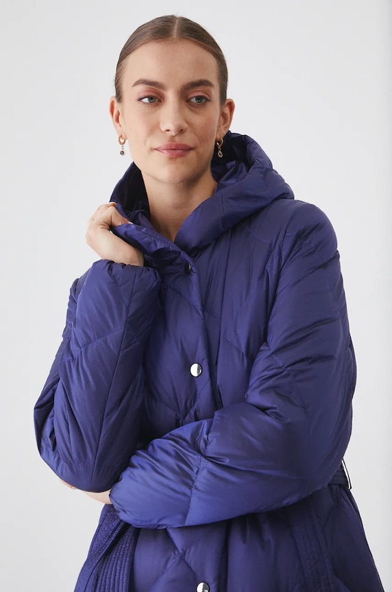Płaszcz puchowy damski pikowany kolor fioletowy RW24-KPD602