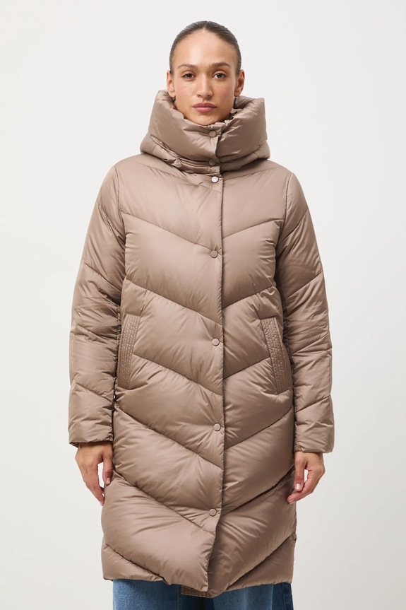Płaszcz puchowy damski pikowany beżowy RW24-KPD701