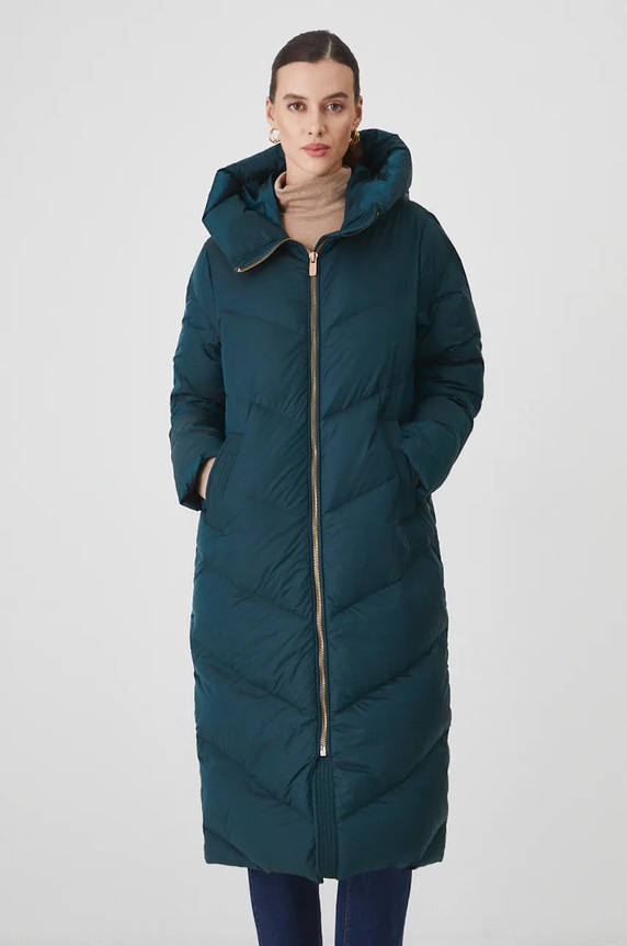 Płaszcz puchowy damski pikowany kolor zielony RW24-KPD702 turkusowy RW24