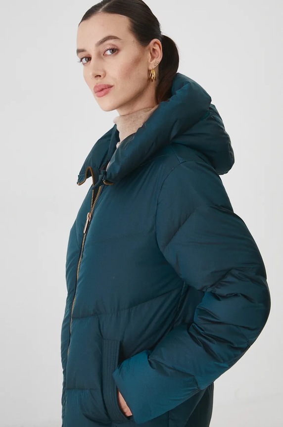 Płaszcz puchowy damski pikowany kolor zielony RW24-KPD702