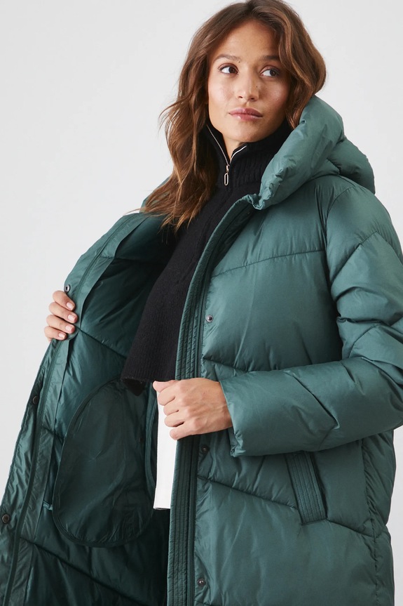 Płaszcz damski z ociepleniem DuPont Sorona kolor zielony RW24-KPD703