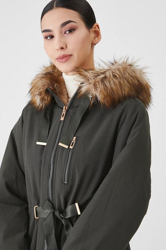Parka damska ocieplana kolor zielony zielony RW24.KPD800