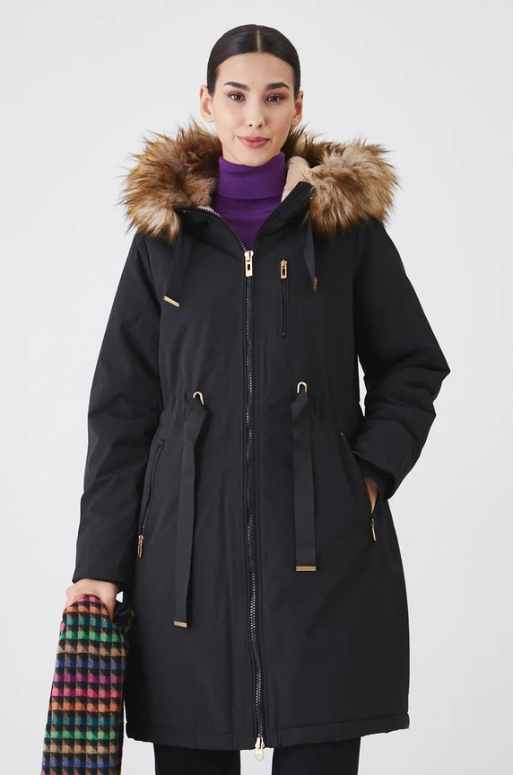 Parka damska ocieplana kolor czarny pozostałe czarny RW24.KPD800