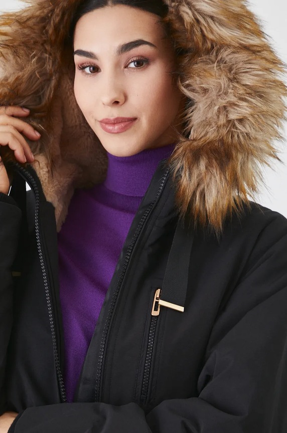 Parka damska ocieplana kolor czarny czarny RW24.KPD800