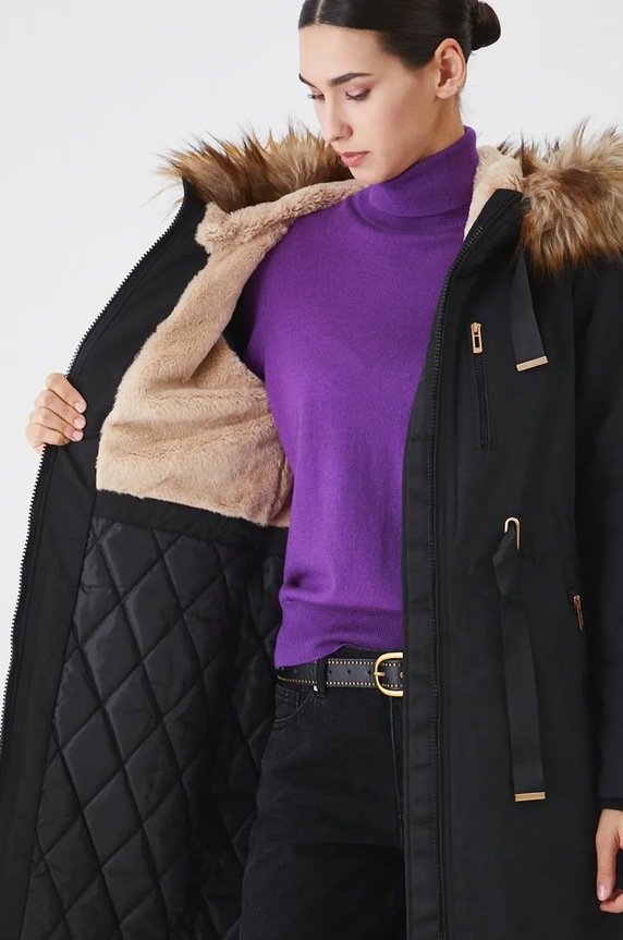 Parka damska ocieplana kolor czarny RW24.KPD800