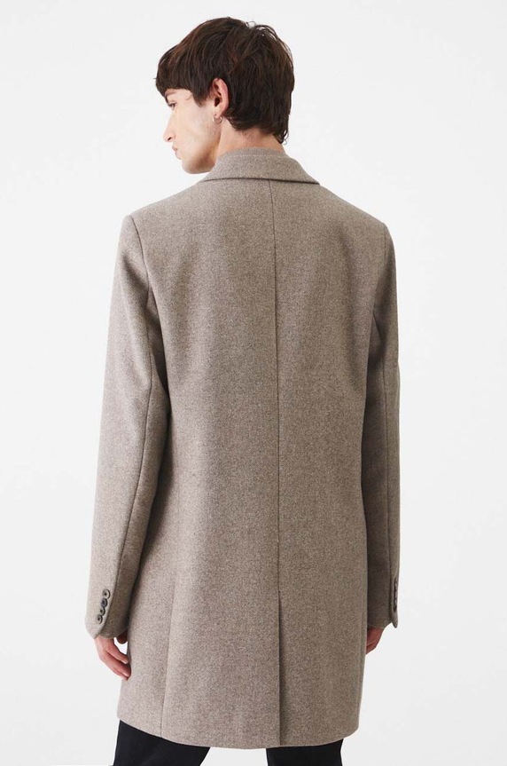 Odzież Płaszcz z domieszką wełny męski kolor beżowy RW24-KPM501 beżowy