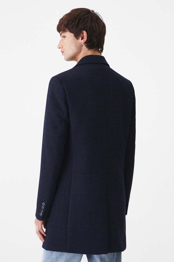 Odzież Płaszcz z domieszką wełny męski kolor granatowy RW24-KPM501 granatowy