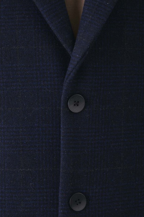 Płaszcz z domieszką wełny męski kolor granatowy RW24-KPM501 granatowy