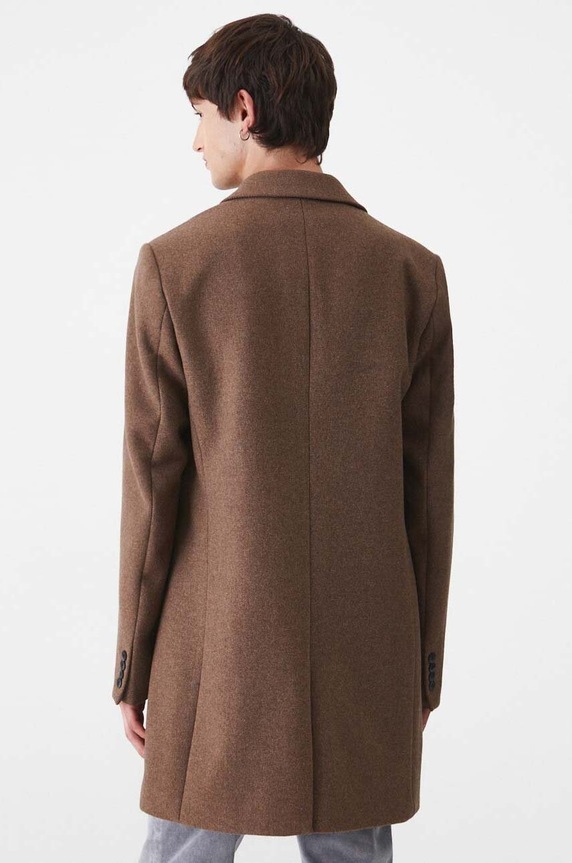 Odzież Płaszcz z domieszką wełny męski kolor brązowy RW24-KPM501 brązowy