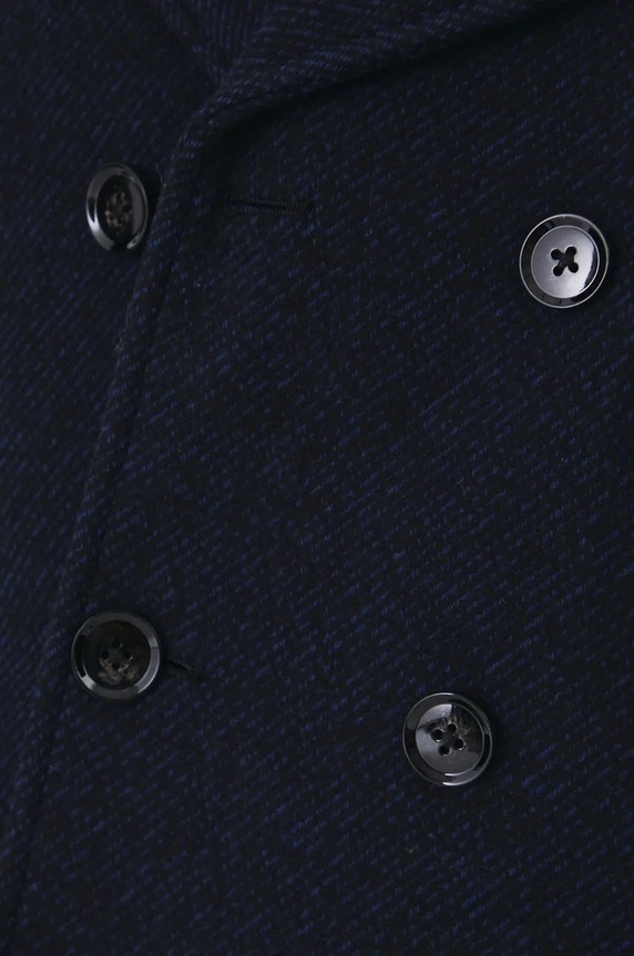 Płaszcz z wełną męski melanżowy kolor granatowy RW24-KPM700