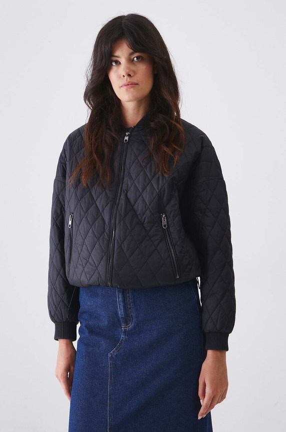 Kurtka bomber damska oversize pikowana kolor czarny RW24-KUD401 czarny