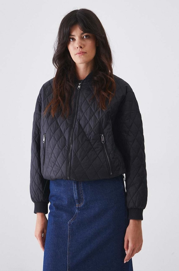 Kurtka bomber damska oversize pikowana kolor czarny RW24-KUD401 czarny
