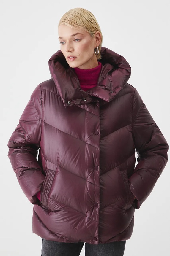 Péřová bunda dámská prošívaná vínová barva RW24-KUD704 burgundské RW24
