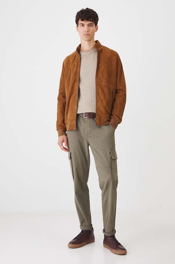 Semišová bunda pánská hnědá barva RW24-KUM310 hnědá RW24