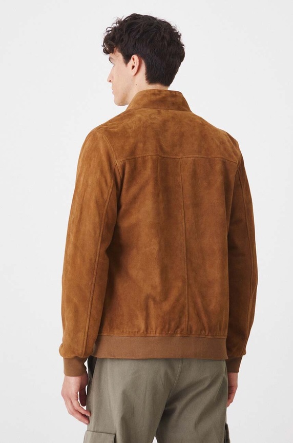 Oblečení Semišová bunda pánská hnědá barva RW24-KUM310 hnědá