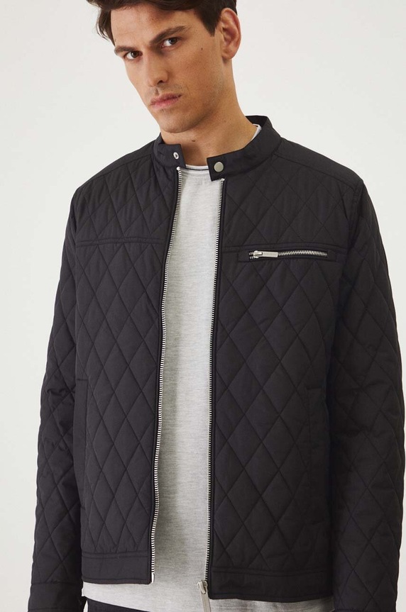 Kurtka męska typu harrington pikowana kolor czarny pozostałe czarny RW24-KUM312
