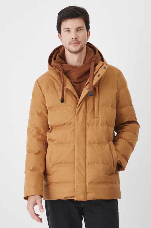 Kurtka puchowa męska pikowana kolor żółty żółty RW24-KUM702