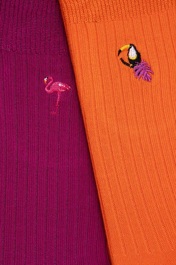 Skarpetki damskie z włóknem bambusowym z ozdobnym haftem (2-pack) kolor multicolor RW24.LGD103 multicolor RW24