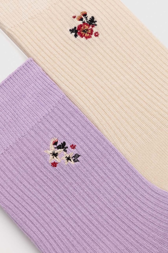 Skarpetki damskie z włóknem bambusowym z ozdobnym haftem (2-pack) kolor multicolor RW24.LGD307 multicolor RW24