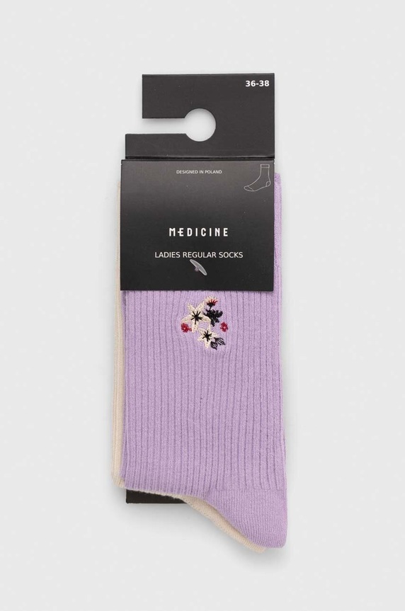 Odzież Skarpetki damskie z włóknem bambusowym z ozdobnym haftem (2-pack) kolor multicolor RW24.LGD307 multicolor