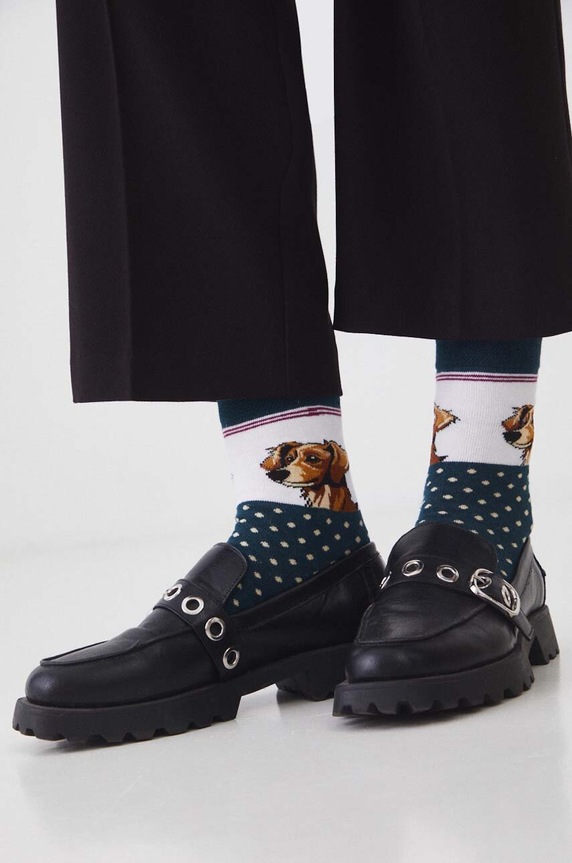 Skarpetki (2-pack) bawełniane damskie wzorzyste w psy kolor multicolor skarpetki długie multicolor RW24.LGD401