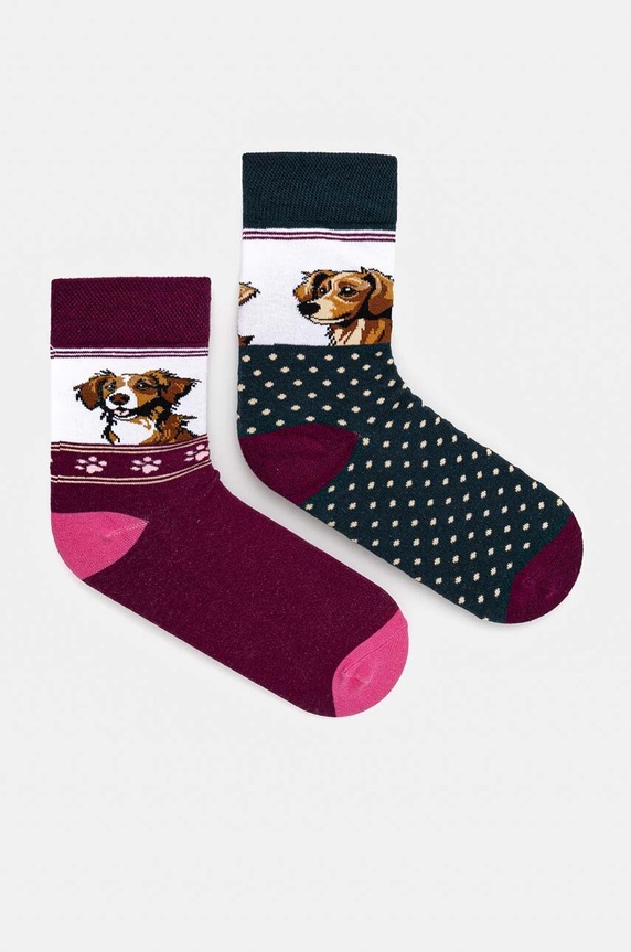 Skarpetki (2-pack) bawełniane damskie wzorzyste w psy kolor multicolor RW24.LGD401 multicolor RW24