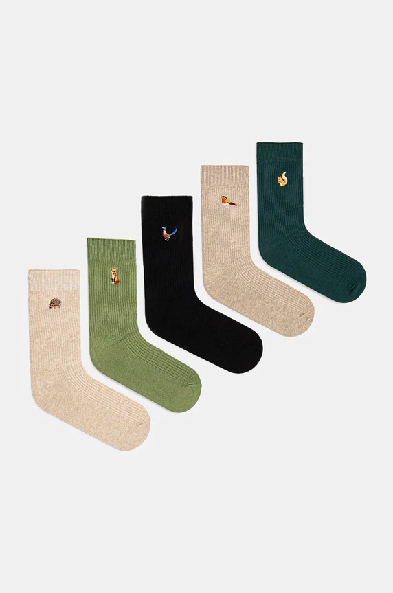 Skarpetki bawełniane damskie z ozdobnym haftem z motywem zwierzęcym (5-pack) kolor multicolor skarpetki długie multicolor RW24.LGD606