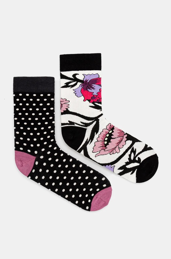 Bavlnené ponožky s kvetinovým vzorom (2-pack) viac farieb dlhé ponožky viacfarebná RW24.LGD706