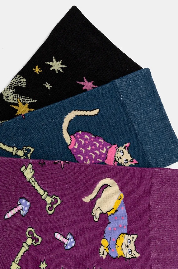 Skarpetki bawełniane damskie wzorzyste (3-pack) kolor multicolor RW24-LGD801 multicolor RW24