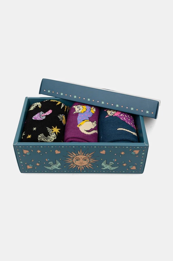 Odzież Skarpetki bawełniane damskie wzorzyste (3-pack) kolor multicolor RW24-LGD801 multicolor