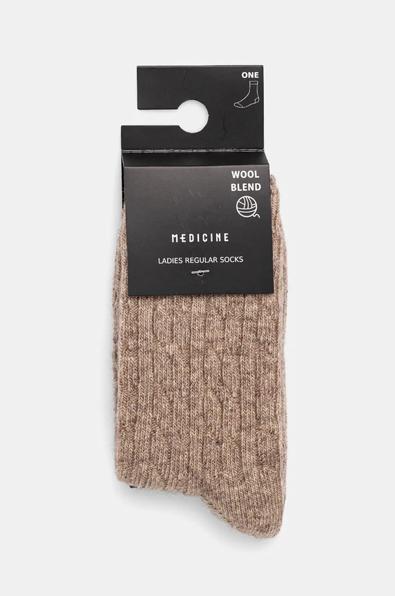 Skarpetki z domieszką wełny damskie melanżowe kolor beżowy RW24-LGD901 beżowy RW24