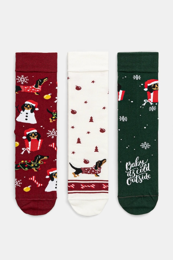 Skarpetki bawełniane damskie świąteczne (3-pack) kolor multicolor skarpetki długie multicolor RW24.LGD908