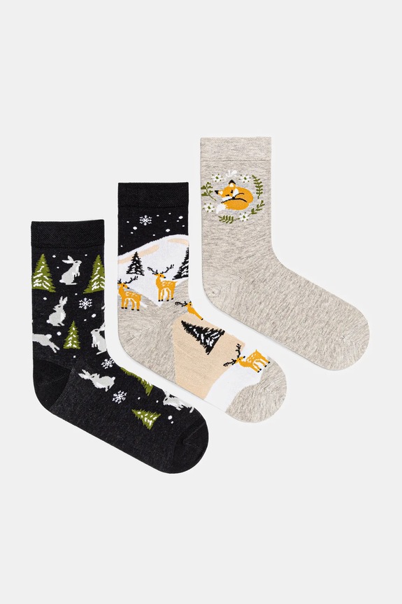 Bavlnené ponožky vzorované (3-pack) viac farieb dlhé ponožky viacfarebná RW24-LGD910