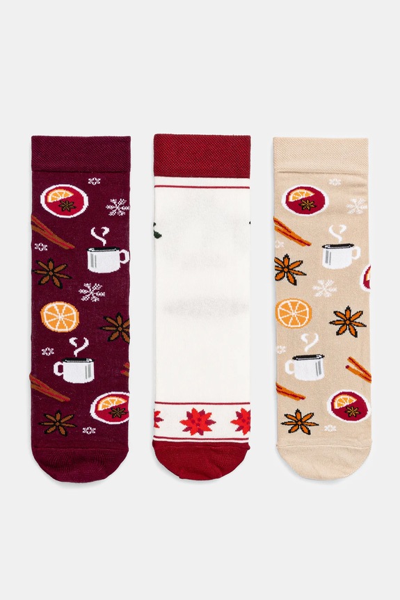 Skarpetki bawełniane damskie świąteczne (3-pack) kolor multicolor skarpetki długie multicolor RW24-LGD915