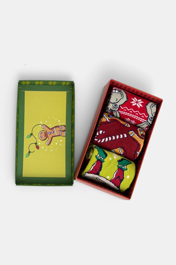 Odzież Skarpetki bawełniane damskie świąteczne Shrek (3-pack) kolor multicolor RW24.LGD950 multicolor