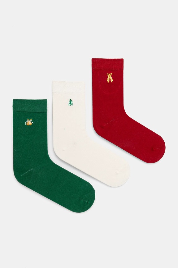 Bavlnené ponožky slávnostné s ozdobnou výšivkou (3-pack) viac farieb nášivka viacfarebná RW24.LGDA00