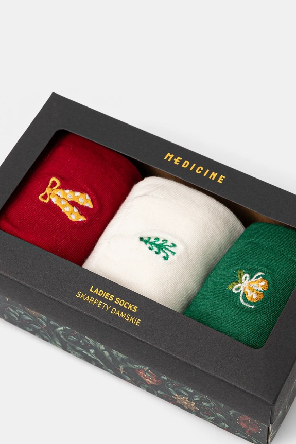 Oblečenie Bavlnené ponožky slávnostné s ozdobnou výšivkou (3-pack) viac farieb RW24.LGDA00 viacfarebná