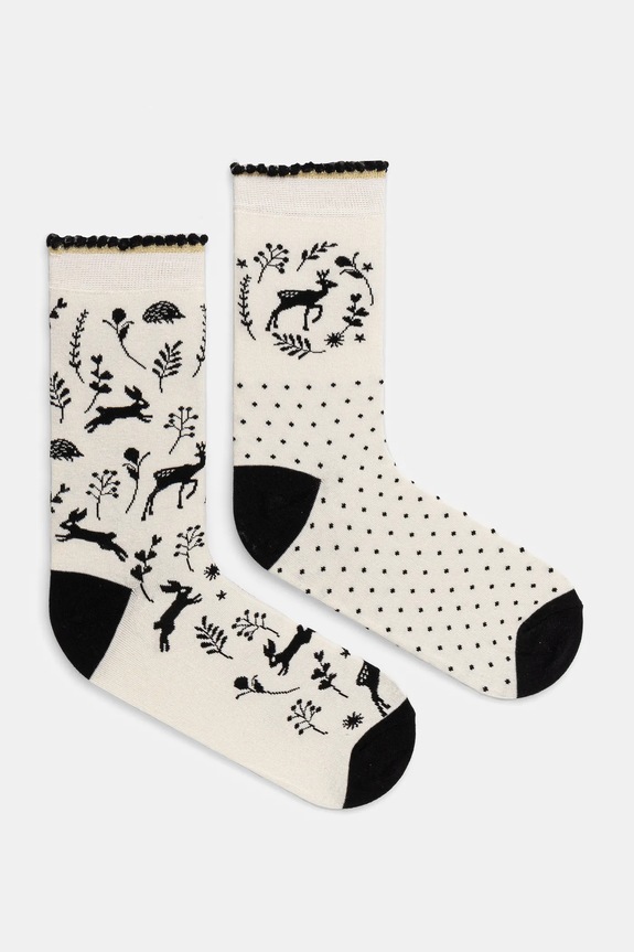 Bavlnené ponožky s rastlinnými a zvieracími motívmi (2-pack) viac farieb dlhé ponožky viacfarebná RW24.LGDA01