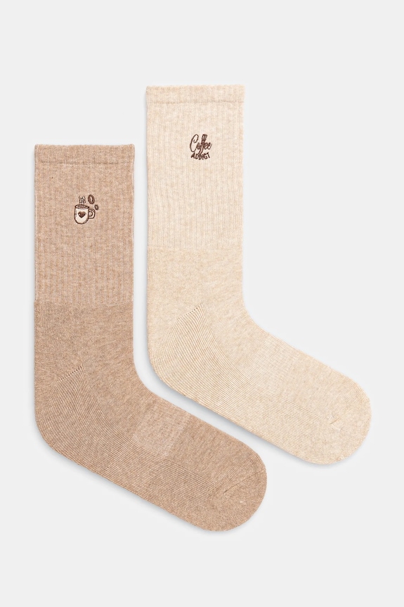 Skarpetki damskie z włóknem bambusowym z ozdobnym haftem (2-pack) kolor multicolor skarpetki długie multicolor RW24.LGDA15